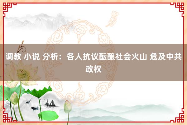 调教 小说 分析:各人抗议酝酿社会火山 危及中共政权
