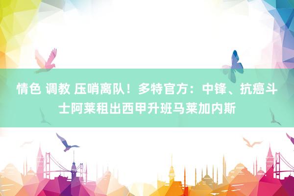 情色 调教 压哨离队!多特官方:中锋、抗癌斗士阿莱租出西甲升班马莱加内斯
